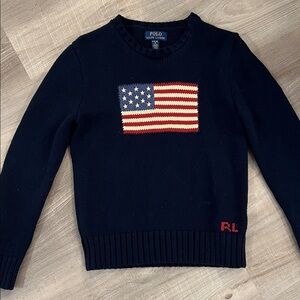 Ralph Lauren Dark Blue Knit American Flag Sweater